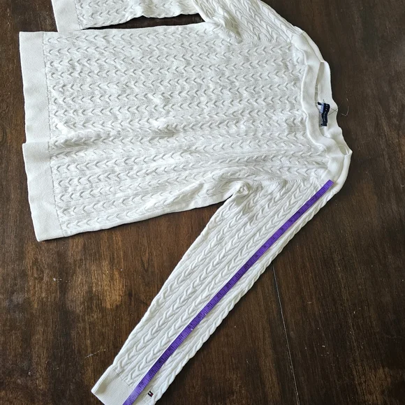 Tommy Hilfiger White Cable Knit Sweater - Picture 12 of 16